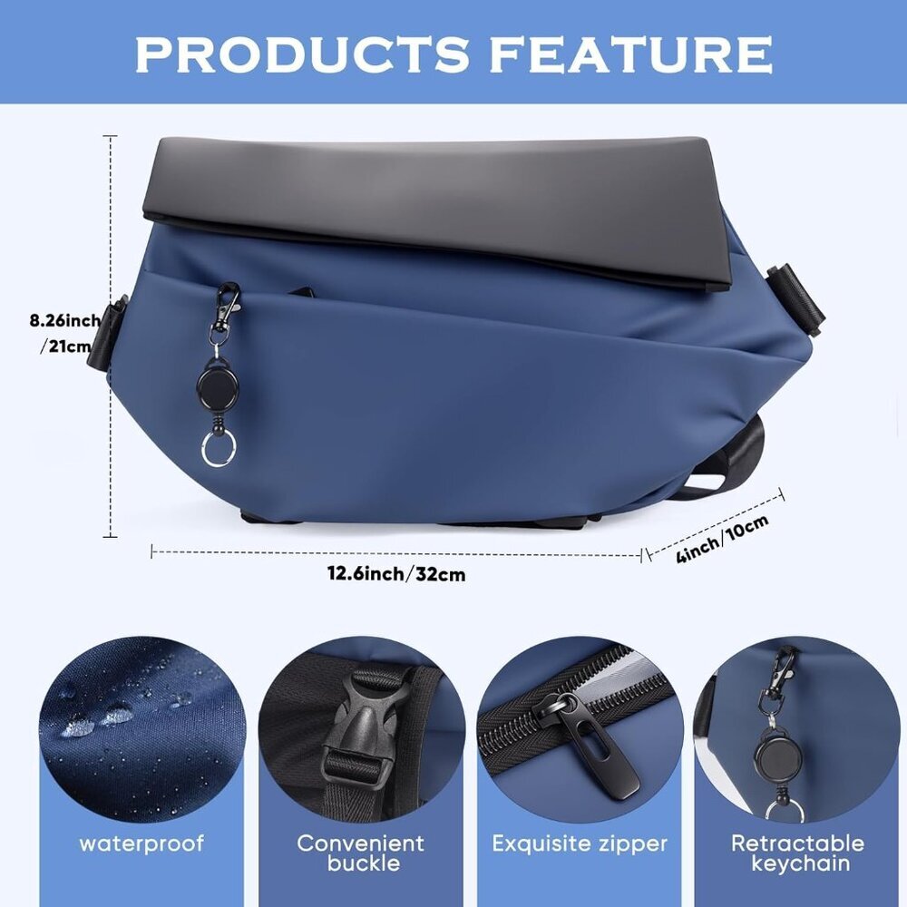 Water-Resistant Sling Backpack With Magnetic Buck… - image 2